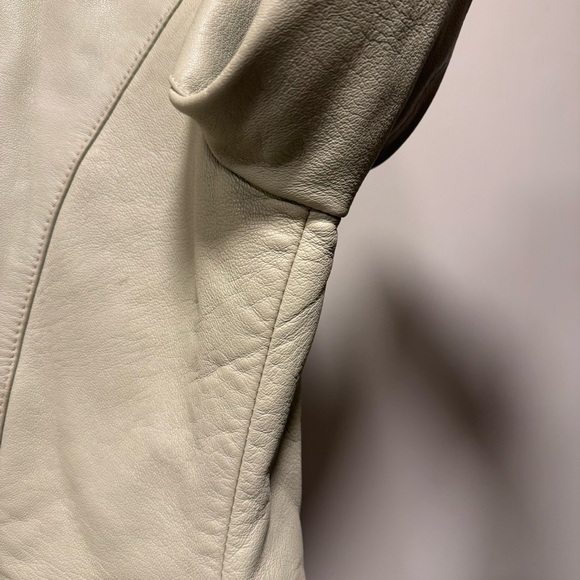 VTG 70s Cream Leather Cafe Racer Jacket UK Small Made in England - Picture 16 of 16